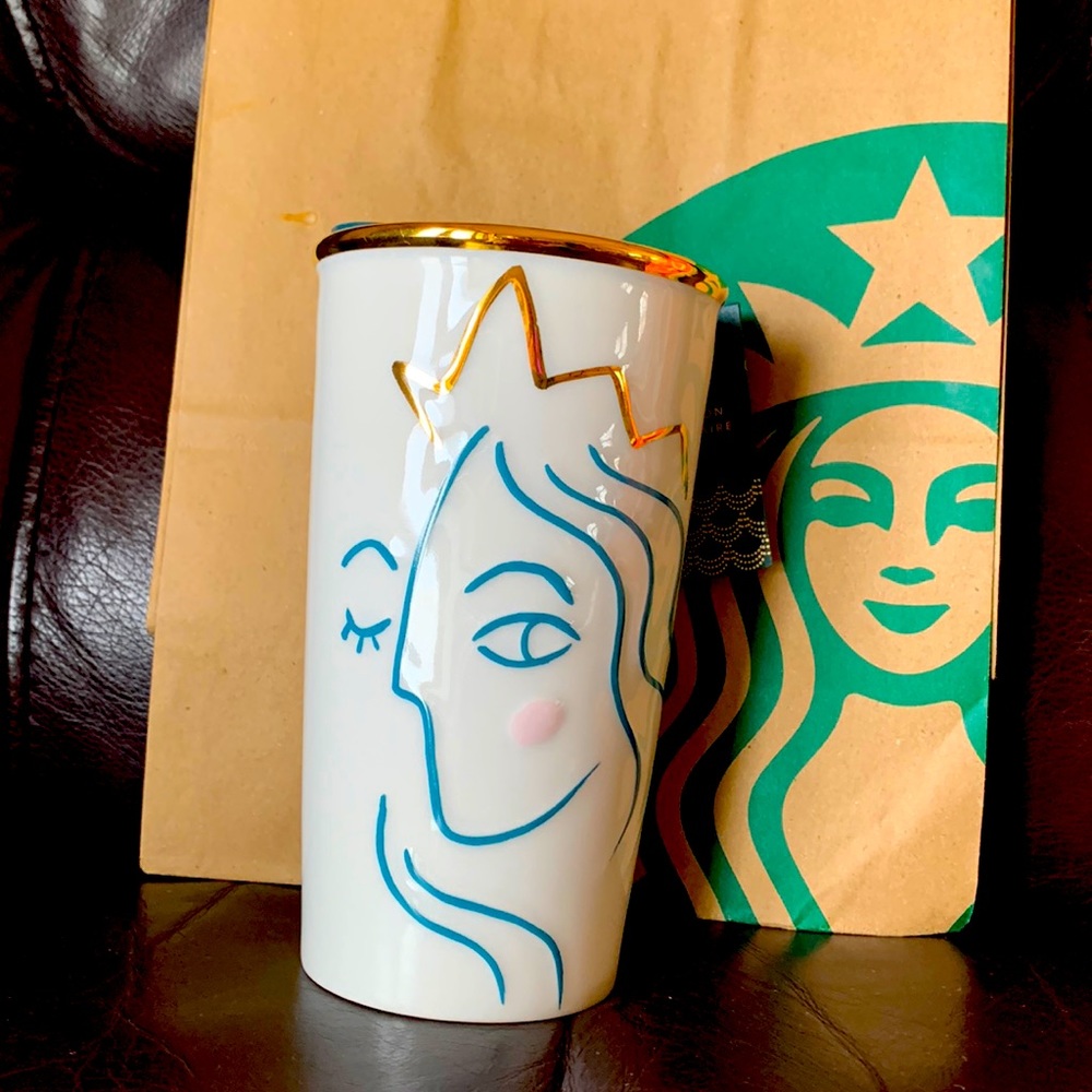 STARBUCKS Crowned Siren Anniversary Collection White Double Wall Traveler 2017